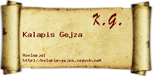 Kalapis Gejza névjegykártya
